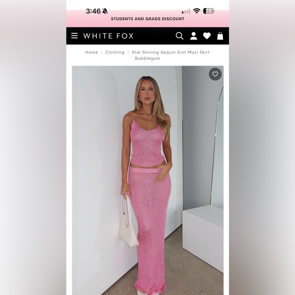 White Fox Boutique Pink Skirt Set